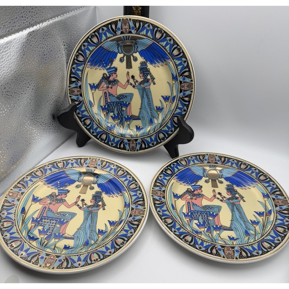 Set of 3 Limoges Egyptian Revival Decorative Plates 7.5" E.G.P.Co